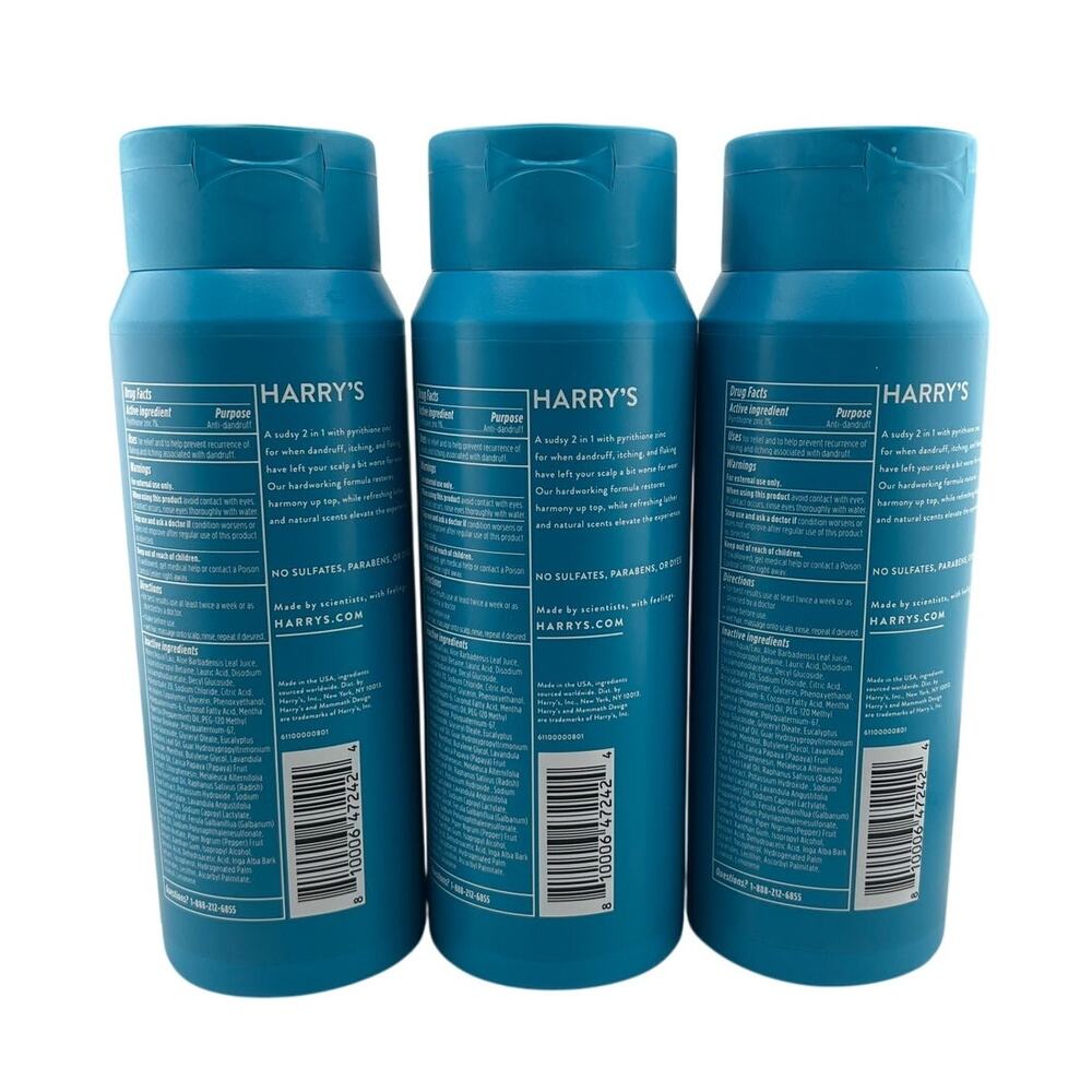 Harry's 2 In 1 Shampoo & Conditioner Anti Dandruff 14 FI Oz Bundle of 3 New seal - Picture 2 of 2